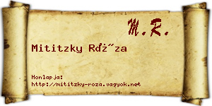 Mititzky Róza névjegykártya